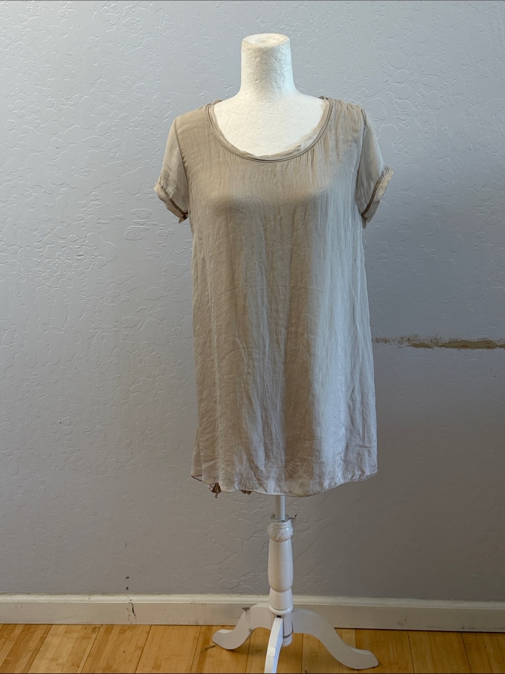 Nicole Light Taupe Short Sleeve Mini Dress